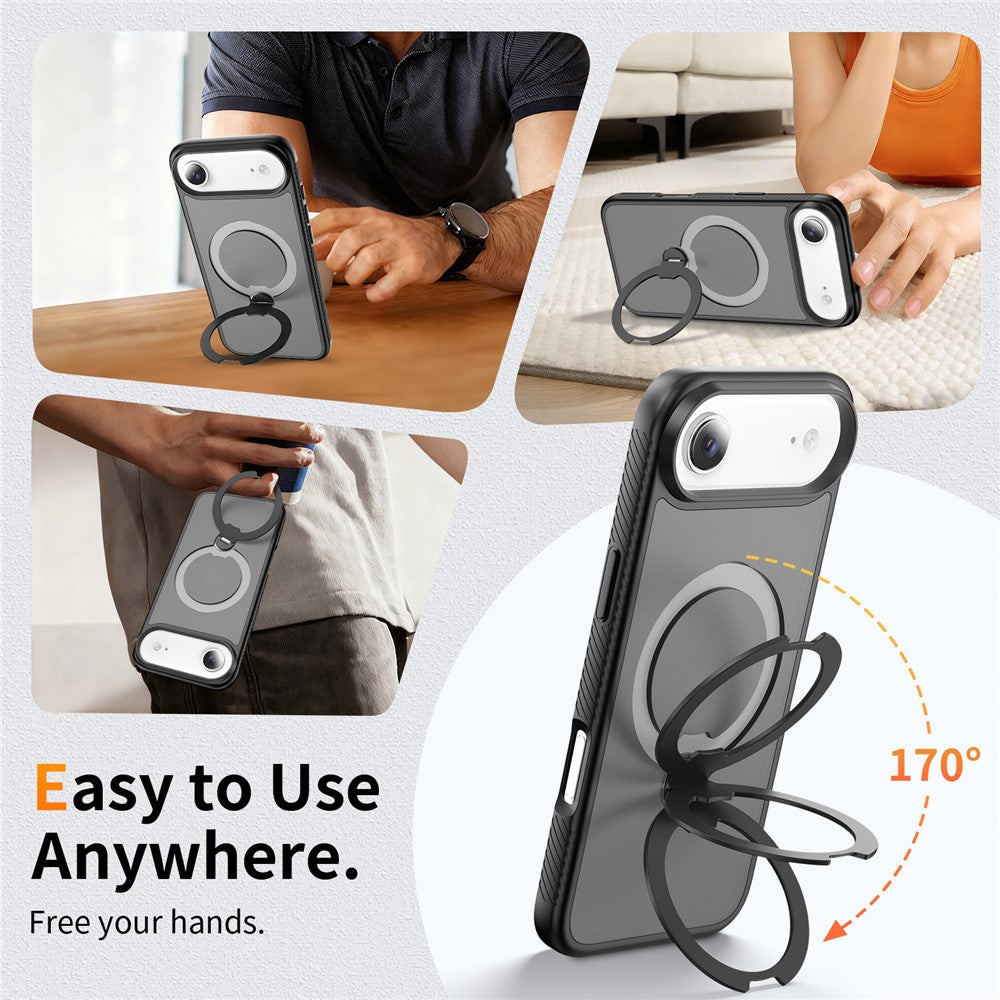 For iPhone Air Magnetic Case Compatible with MagSafe Rotary Kickstand PC + TPU Shockproof Phone Cover