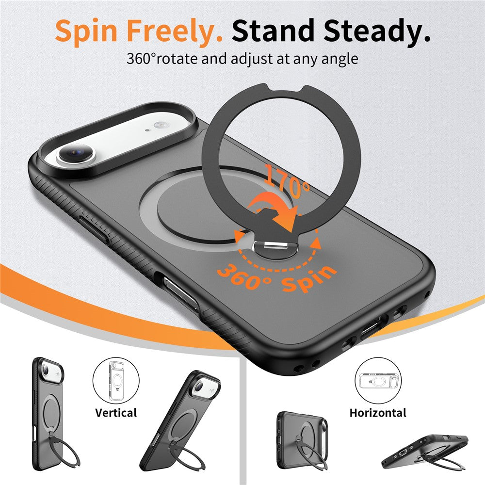 For iPhone Air Magnetic Case Compatible with MagSafe Rotary Kickstand PC + TPU Shockproof Phone Cover
