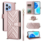 For Honor X8d 4G Leather Case Stand Wallet Phone Cover with Shoulder  /  Wrist Strap