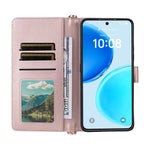 For Honor X8d 4G Leather Case Stand Wallet Phone Cover with Shoulder  /  Wrist Strap