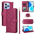 For Honor X8d 4G Leather Case Stand Wallet Phone Cover with Shoulder  /  Wrist Strap