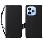 For Honor X8d 4G Litchi Texture Wallet Leather Phone Cover with Wrist Strap