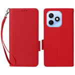 For Honor X8d 4G Litchi Texture Wallet Leather Phone Cover with Wrist Strap