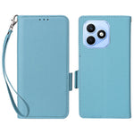 For Honor X8d 4G Litchi Texture Wallet Leather Phone Cover with Wrist Strap