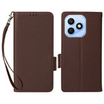 For Honor X8d 4G Litchi Texture Wallet Leather Phone Cover with Wrist Strap