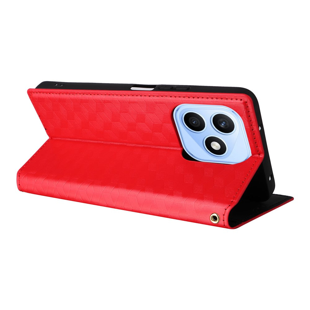 Til Honor X8d 4G Etui Pung Rombepræget PU Læder Telefoncover