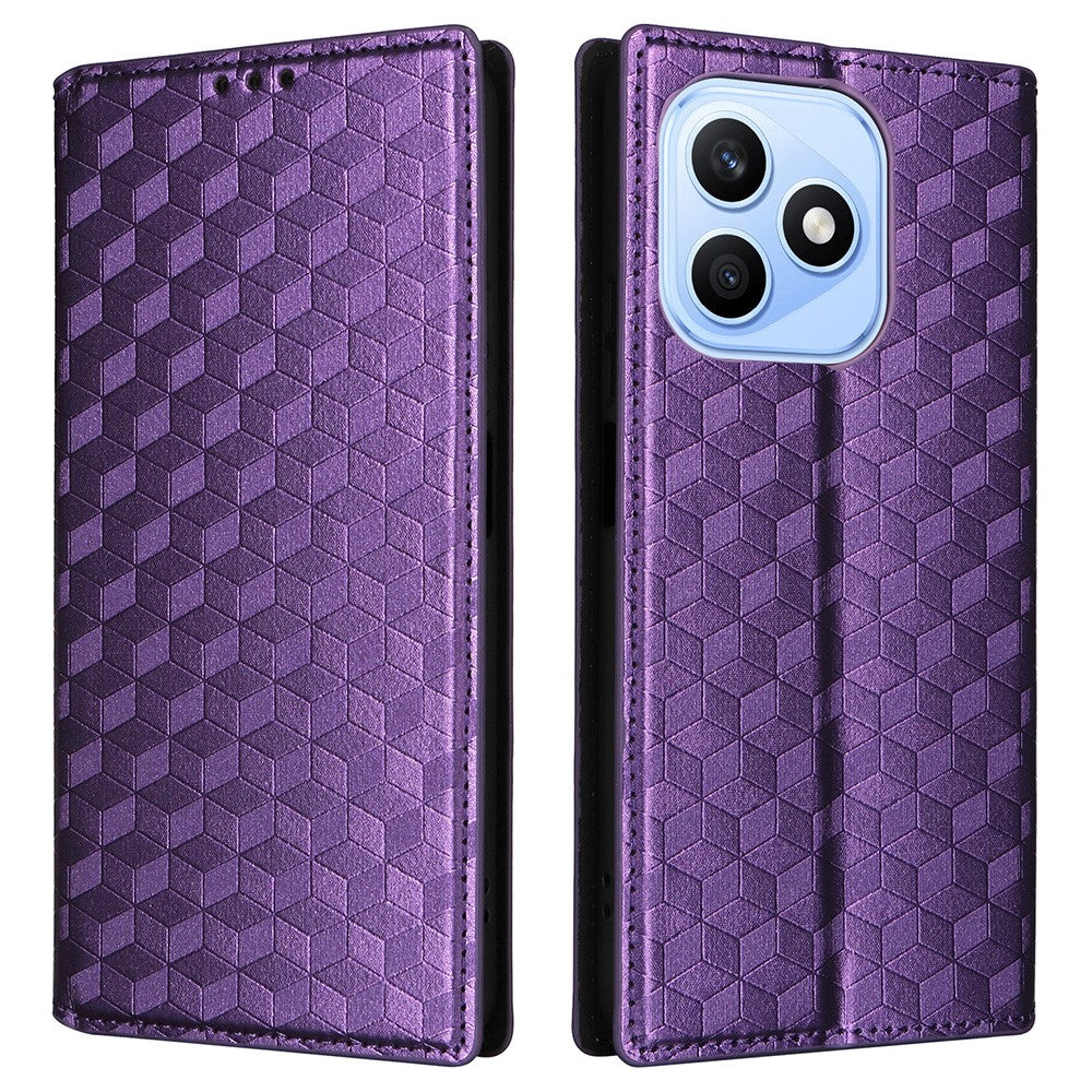 Til Honor X8d 4G Etui Pung Rombepræget PU Læder Telefoncover