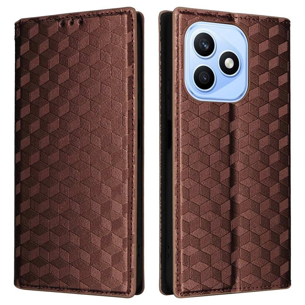 Til Honor X8d 4G Etui Pung Rombepræget PU Læder Telefoncover