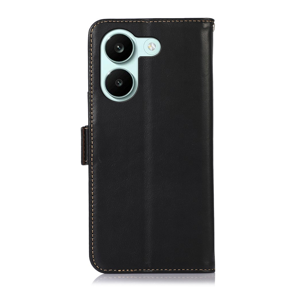 For Xiaomi Redmi Turbo 5 5G Case RFID Blocking Genuine Cow Leather Wallet Phone Cover