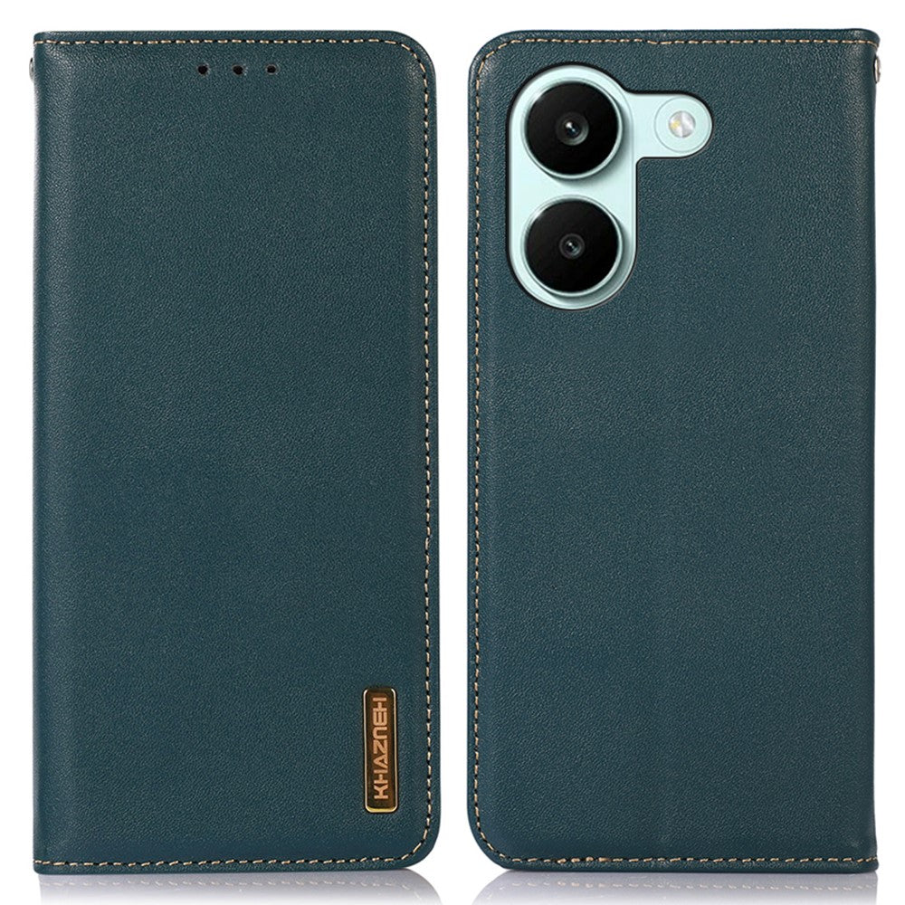 KHAZNEH For Xiaomi Redmi Turbo 5 5G Case Wallet Genuine Cow Leather Phone Cover Nappa Texture