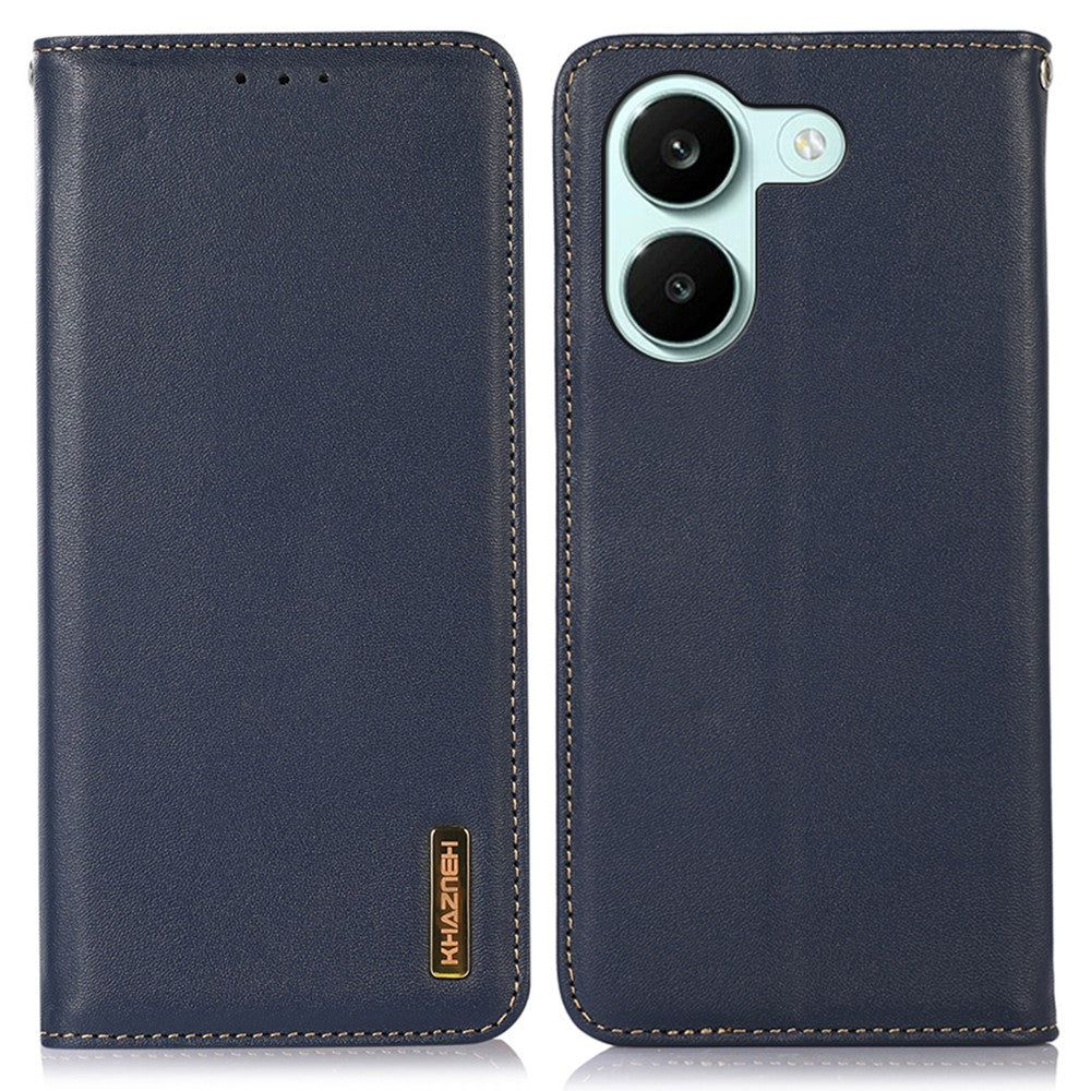 KHAZNEH For Xiaomi Redmi Turbo 5 5G Case Wallet Genuine Cow Leather Phone Cover Nappa Texture