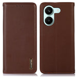 KHAZNEH For Xiaomi Redmi Turbo 5 5G Case Wallet Genuine Cow Leather Phone Cover Nappa Texture