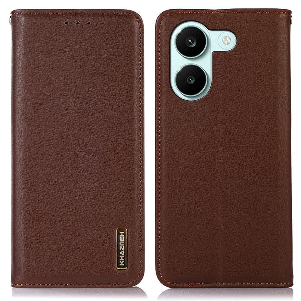 KHAZNEH For Xiaomi Redmi Turbo 5 5G Case Wallet Genuine Cow Leather Phone Cover Nappa Texture
