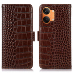 For Xiaomi Redmi Turbo 5 Max 5G Case RFID Blocking Wallet Crocodile Texture Genuine Cow Leather Phone Cover
