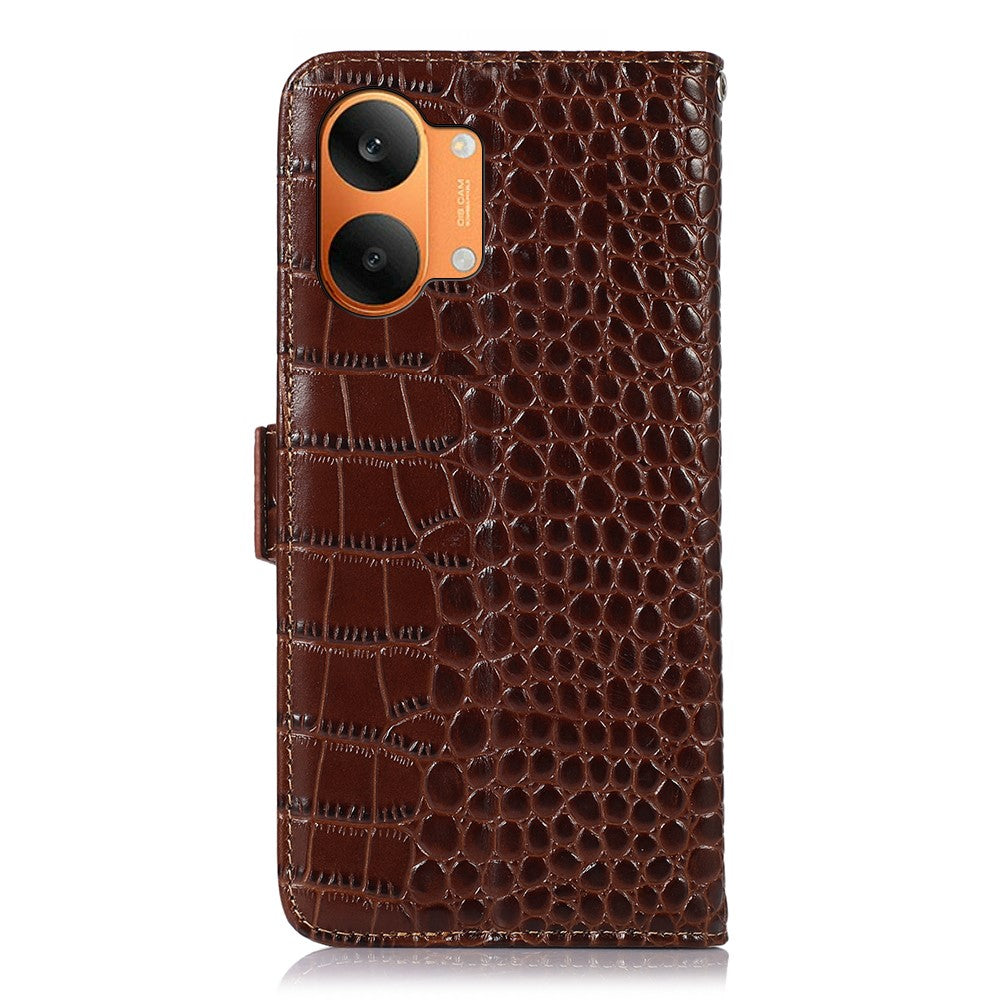 For Xiaomi Redmi Turbo 5 Max 5G Case RFID Blocking Wallet Crocodile Texture Genuine Cow Leather Phone Cover