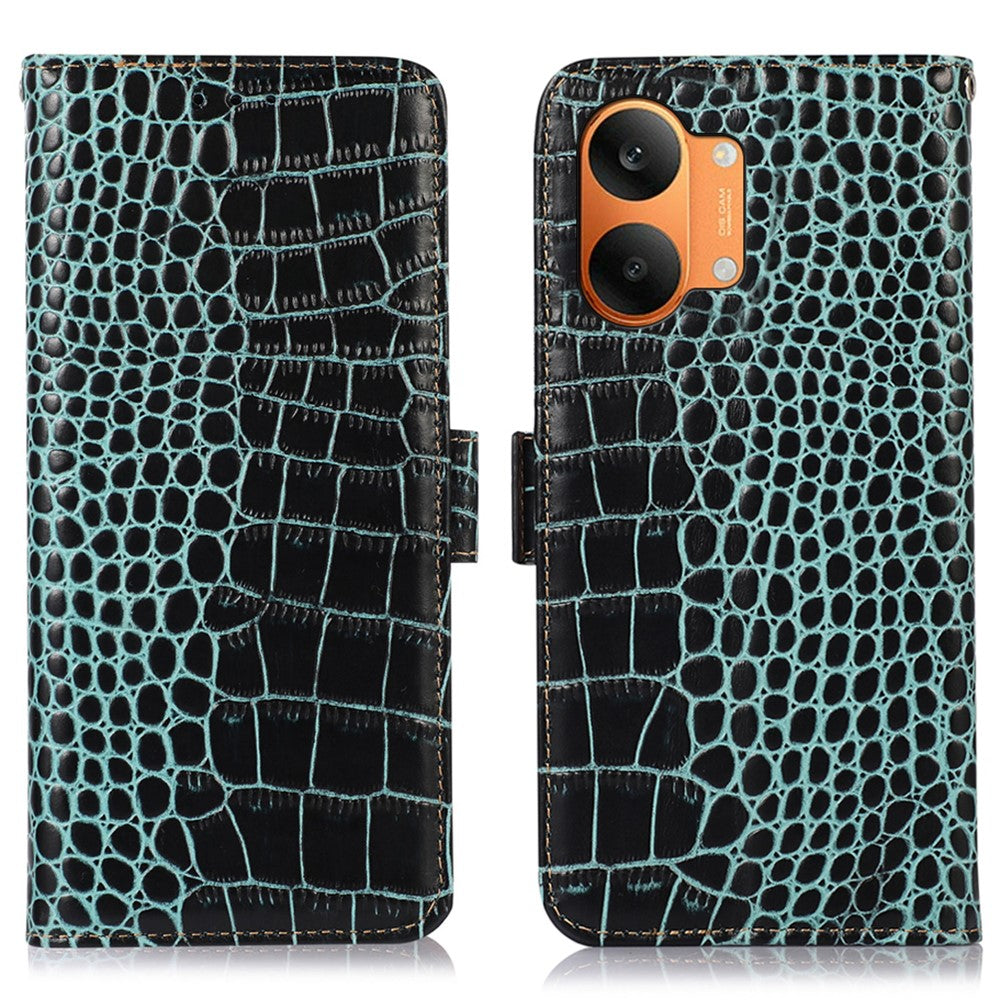 For Xiaomi Redmi Turbo 5 Max 5G Case RFID Blocking Wallet Crocodile Texture Genuine Cow Leather Phone Cover