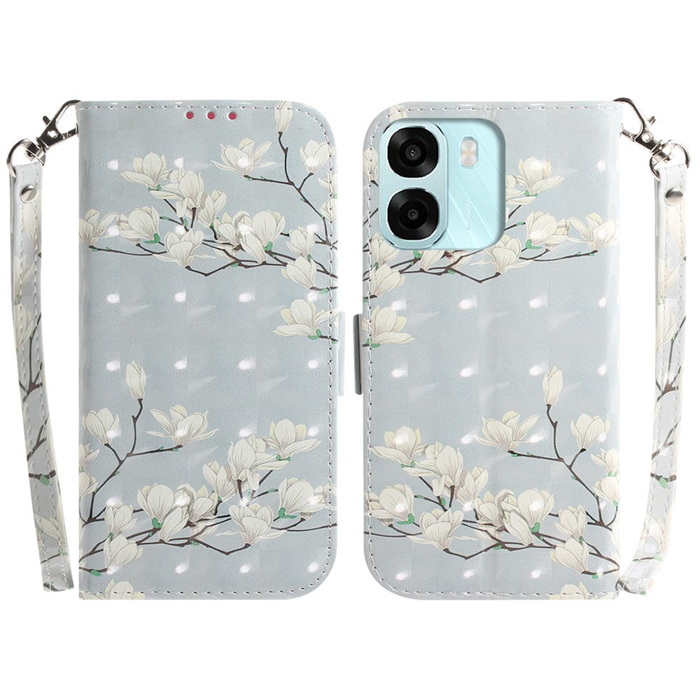 Cover til Oppo A6 5G (Global) / A6 4G / A6s 5G / A6s 4G / A6t Pro 4G / A6x 4G / A6x 5G, med trykt mønster, læderpung, mobilcover med håndledsrem