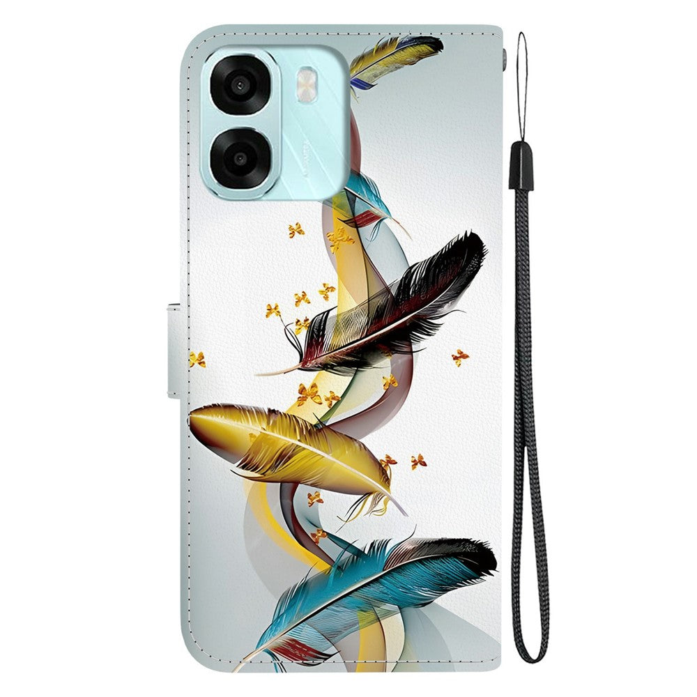 For Oppo A6 5G (Global)  /  A6 4G  /  A6s 5G  /  A6s 4G  /  A6t Pro 4G  /  A6x 4G  /  A6x 5G Case Pattern Printing Leather Flip Wallet Phone Cover with Lanyard