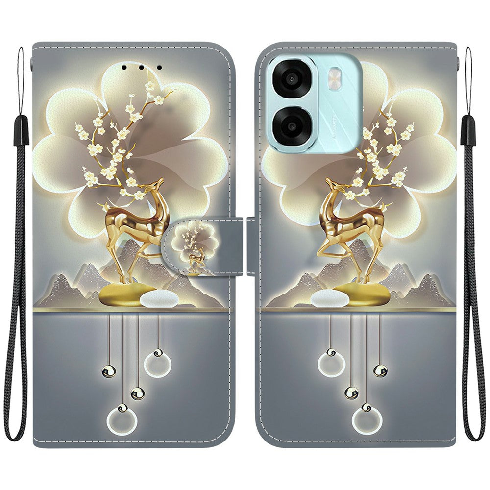 For Oppo A6 5G (Global)  /  A6 4G  /  A6s 5G  /  A6s 4G  /  A6t Pro 4G  /  A6x 4G  /  A6x 5G Case Pattern Printing Leather Flip Wallet Phone Cover with Lanyard