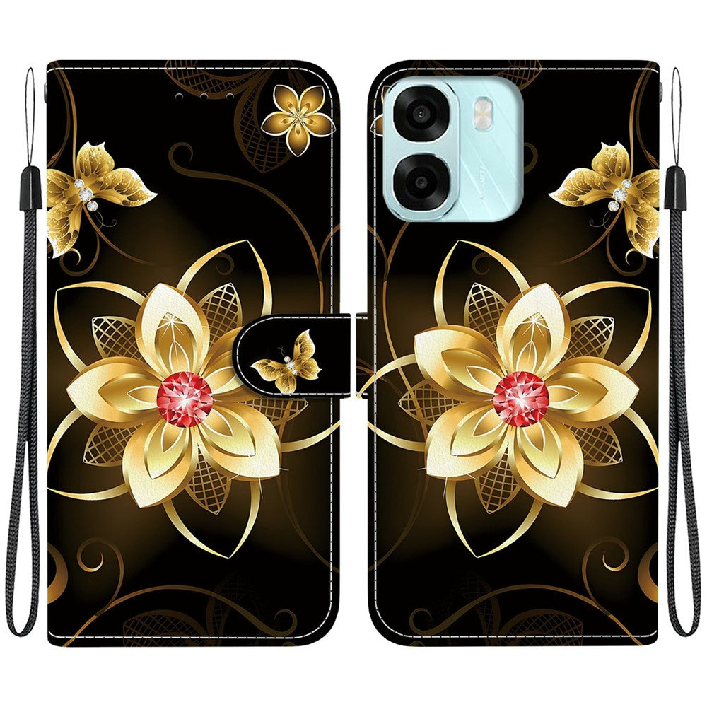 For Oppo A6 5G (Global)  /  A6 4G  /  A6s 5G  /  A6s 4G  /  A6t Pro 4G  /  A6x 4G  /  A6x 5G Case Pattern Printing Leather Flip Wallet Phone Cover with Lanyard