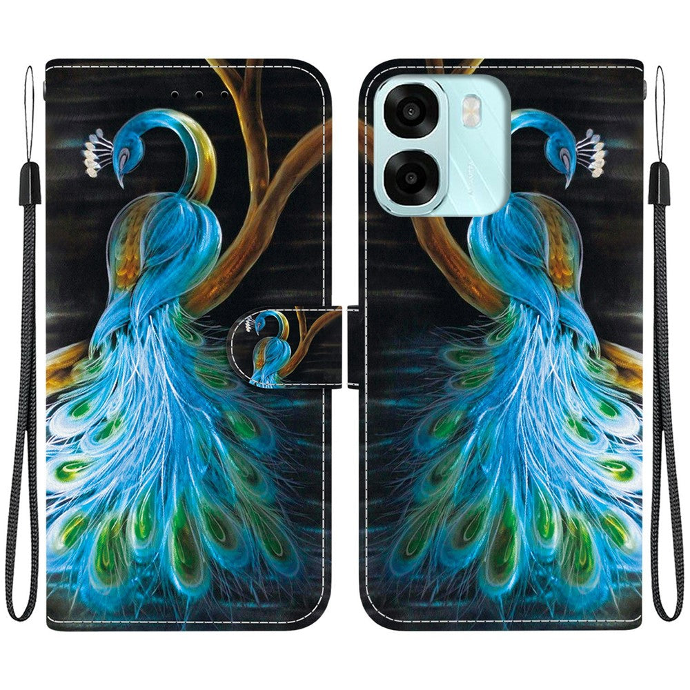 For Oppo A6 5G (Global)  /  A6 4G  /  A6s 5G  /  A6s 4G  /  A6t Pro 4G  /  A6x 4G  /  A6x 5G Case Pattern Printing Leather Flip Wallet Phone Cover with Lanyard