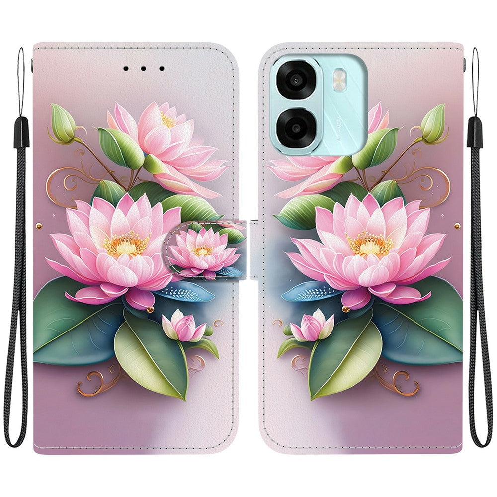 For Oppo A6 5G (Global)  /  A6 4G  /  A6s 5G  /  A6s 4G  /  A6t Pro 4G  /  A6x 4G  /  A6x 5G Case Pattern Printing Leather Flip Wallet Phone Cover with Lanyard
