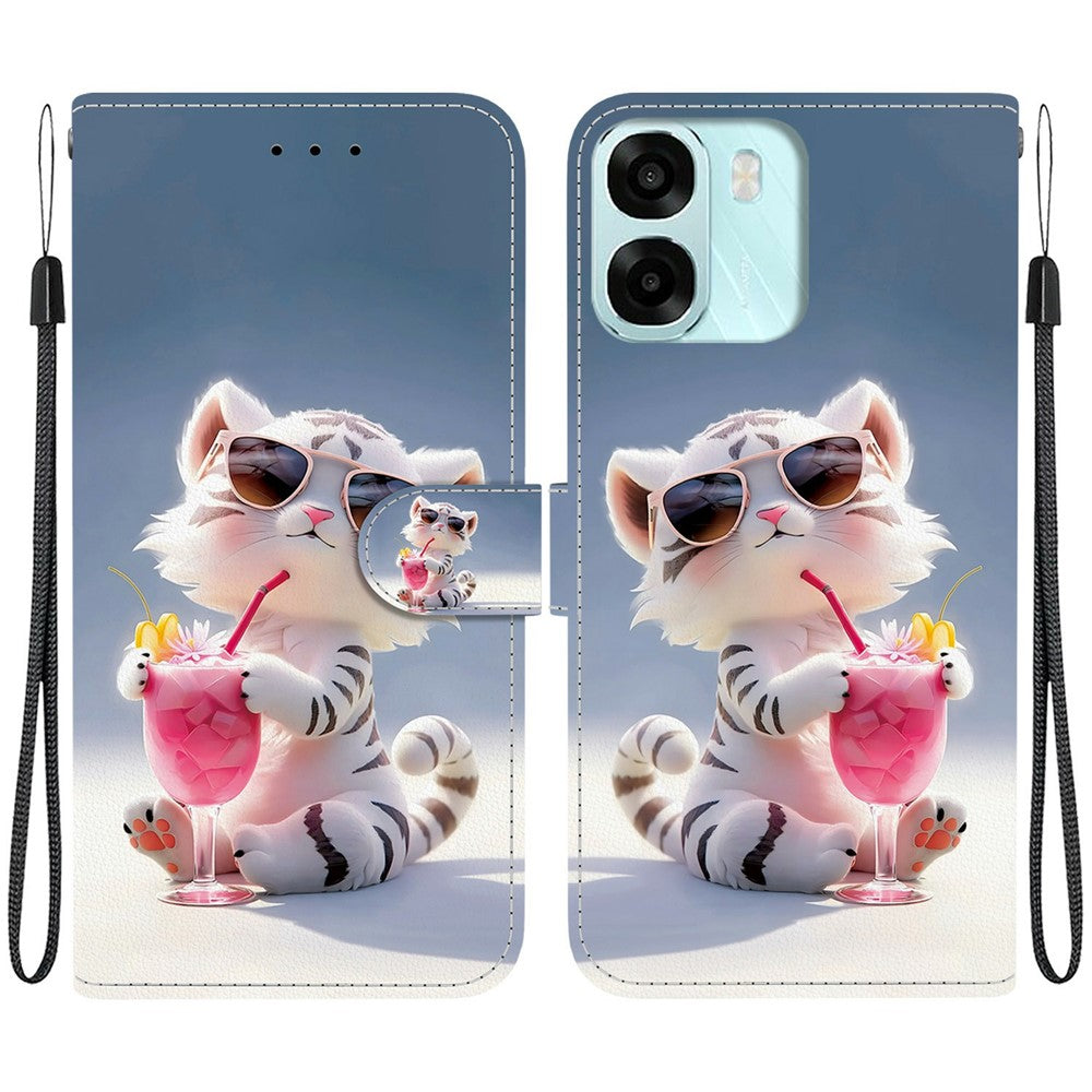 For Oppo A6 5G (Global)  /  A6 4G  /  A6s 5G  /  A6s 4G  /  A6t Pro 4G  /  A6x 4G  /  A6x 5G Case Pattern Printing Leather Flip Wallet Phone Cover with Lanyard
