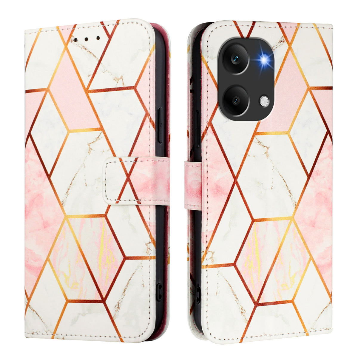 Xiaomi Poco X8 Pro Max 5G / Xiaomi Redmi Turbo 5 Max 5G-skal med rem marmormönster lädermobilskal korthållare