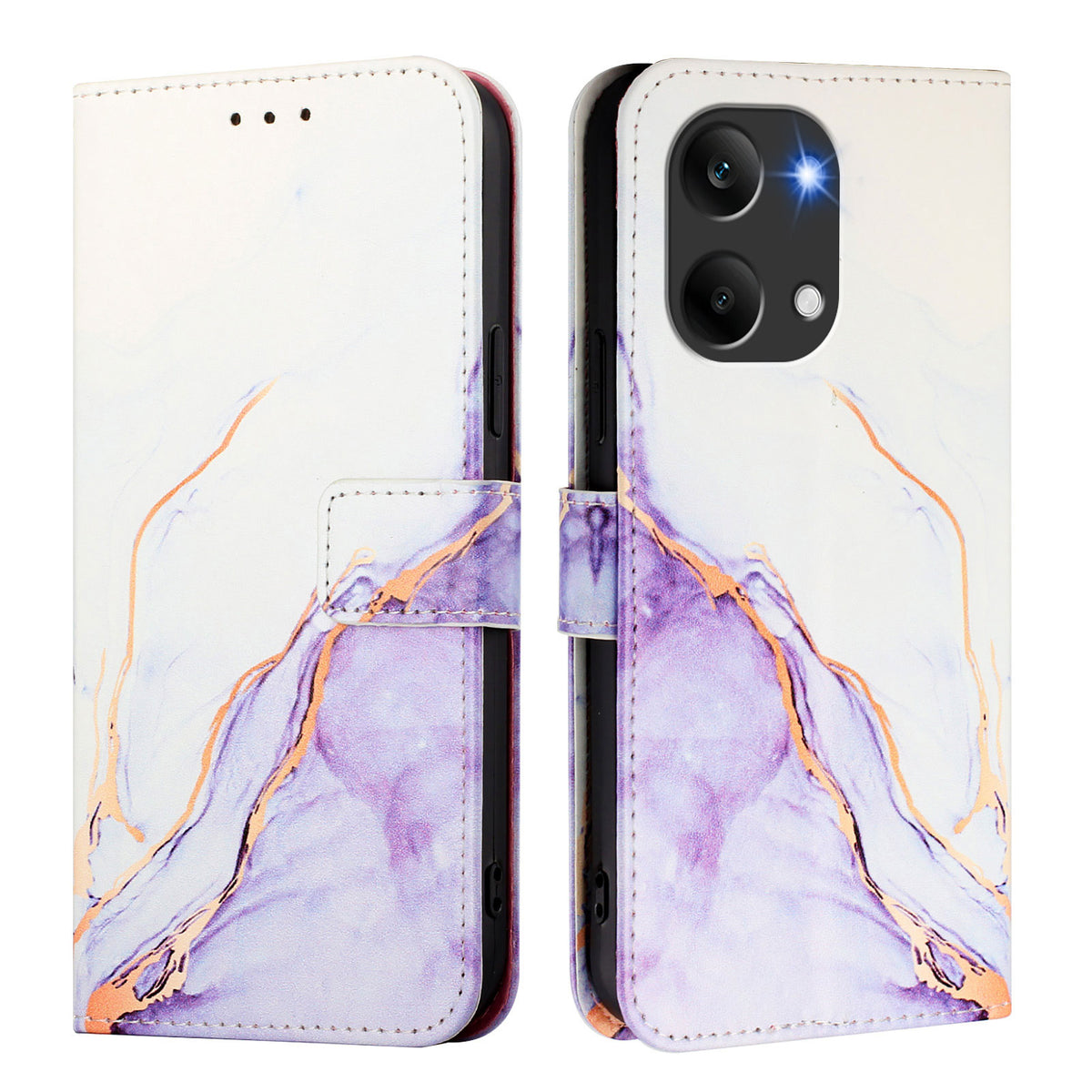 Xiaomi Poco X8 Pro Max 5G / Xiaomi Redmi Turbo 5 Max 5G-skal med rem marmormönster lädermobilskal korthållare