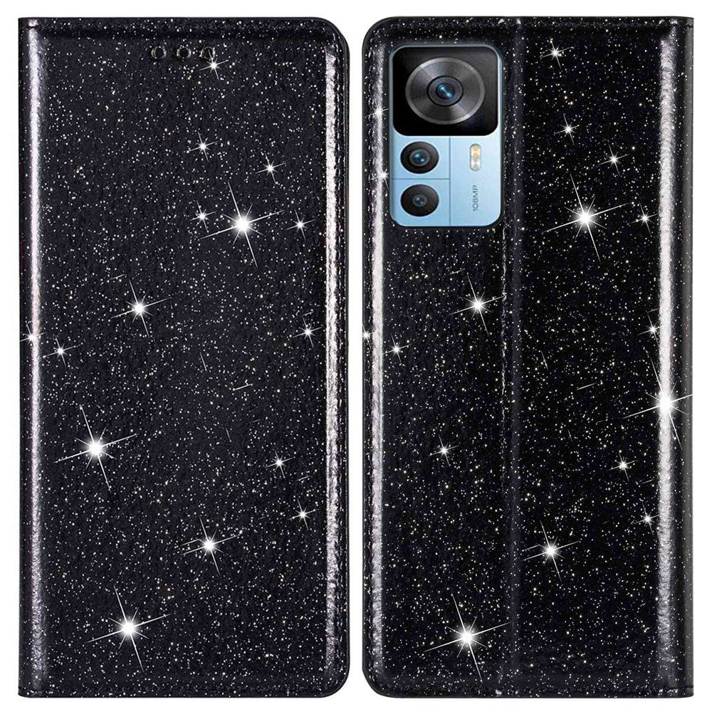 For Xiaomi 12T 5G / 12T Pro 5G / Redmi K50 Ultra 5G Card Holder Design Slim Stand Phone Cover Glitter Powder PU Leather Cell Phone Case with Magnetic Auto-absorbed Closure