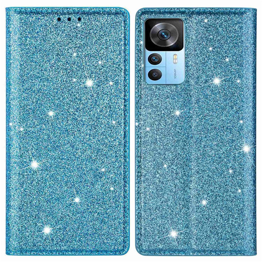 For Xiaomi 12T 5G / 12T Pro 5G / Redmi K50 Ultra 5G Card Holder Design Slim Stand Phone Cover Glitter Powder PU Leather Cell Phone Case with Magnetic Auto-absorbed Closure