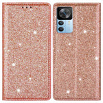 For Xiaomi 12T 5G / 12T Pro 5G / Redmi K50 Ultra 5G Card Holder Design Slim Stand Phone Cover Glitter Powder PU Leather Cell Phone Case with Magnetic Auto-absorbed Closure