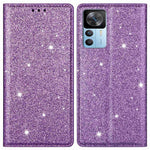Xiaomi 12T 5G / 12T Pro 5G / Redmi K50 Ultra 5G Korthållardesign Slim Stativ Mobilskal Glitterpuder PU-läder Mobilskal med Magnetisk Autoabsorberande Stängning