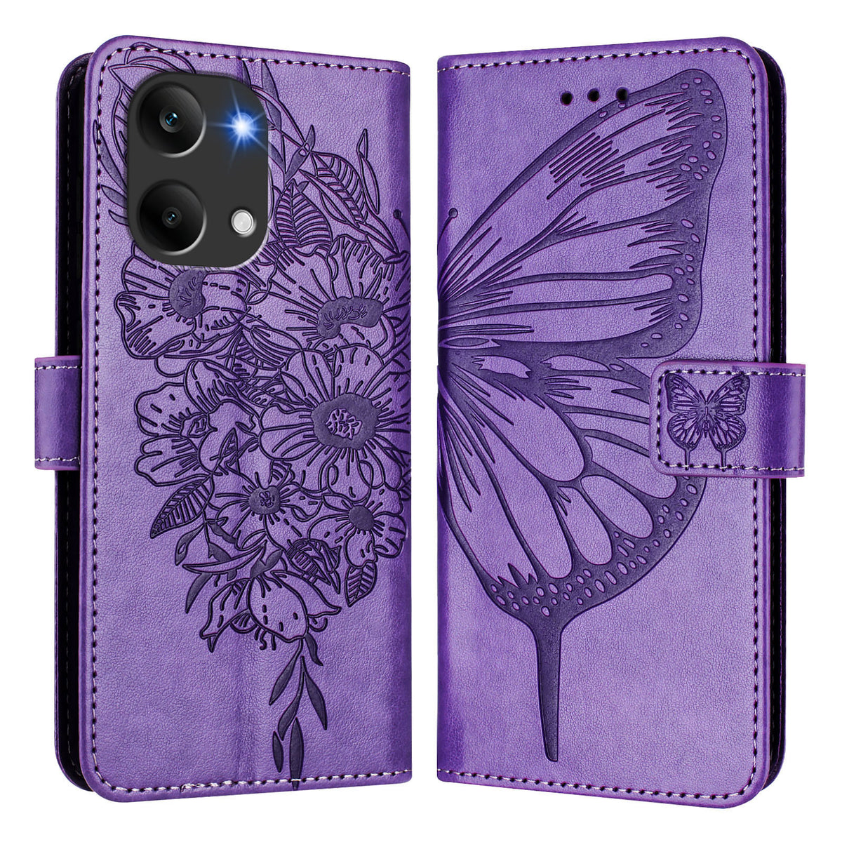 For Xiaomi Poco X8 Pro Max 5G / Xiaomi Redmi Turbo 5 Max 5G Wallet Case with Wrist Strap Butterfly Imprint Leather Phone Cover
