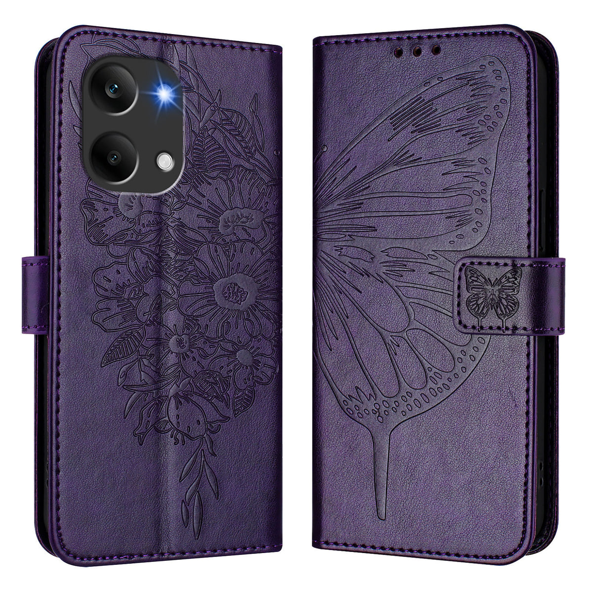For Xiaomi Poco X8 Pro Max 5G / Xiaomi Redmi Turbo 5 Max 5G Wallet Case with Wrist Strap Butterfly Imprint Leather Phone Cover