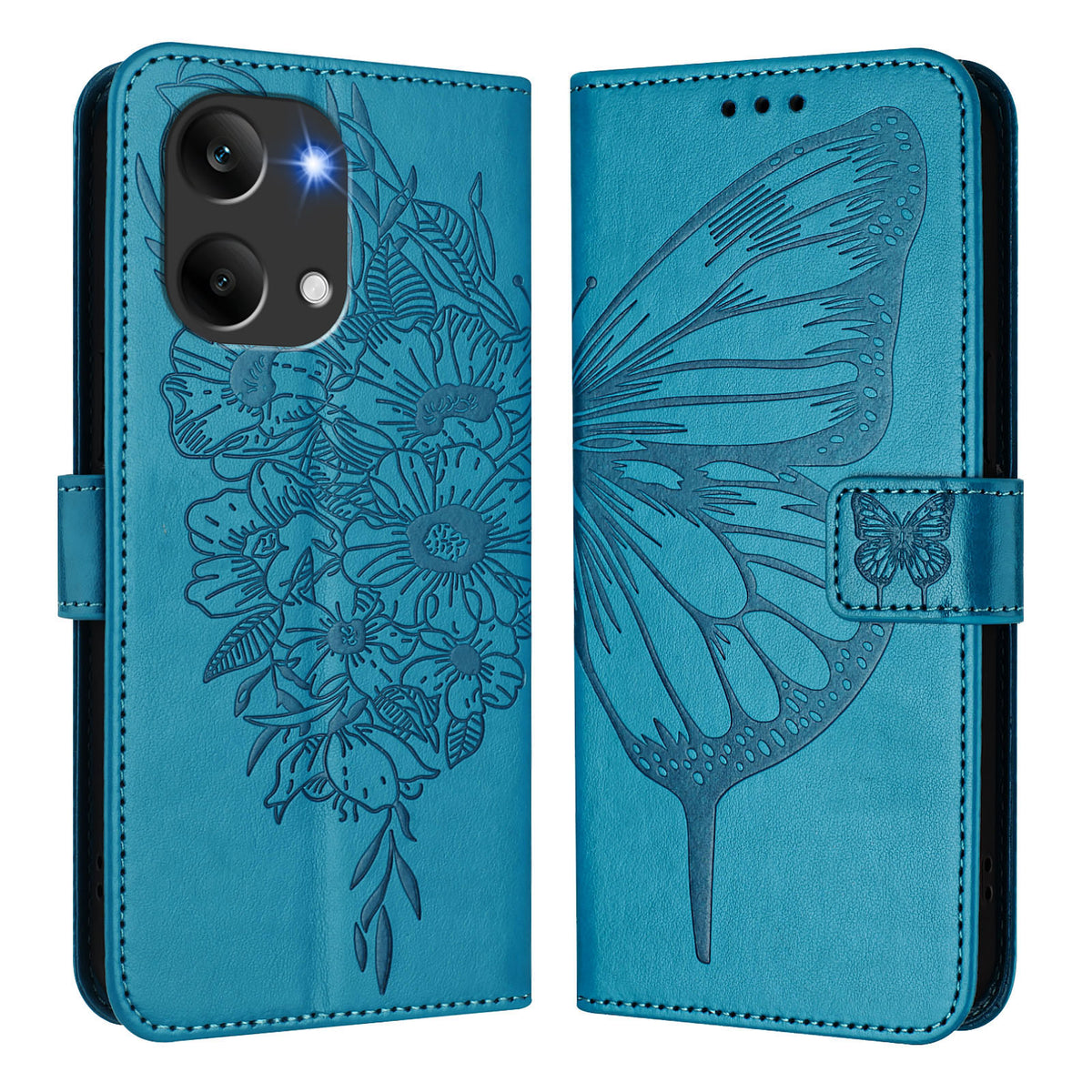 For Xiaomi Poco X8 Pro Max 5G / Xiaomi Redmi Turbo 5 Max 5G Wallet Case with Wrist Strap Butterfly Imprint Leather Phone Cover
