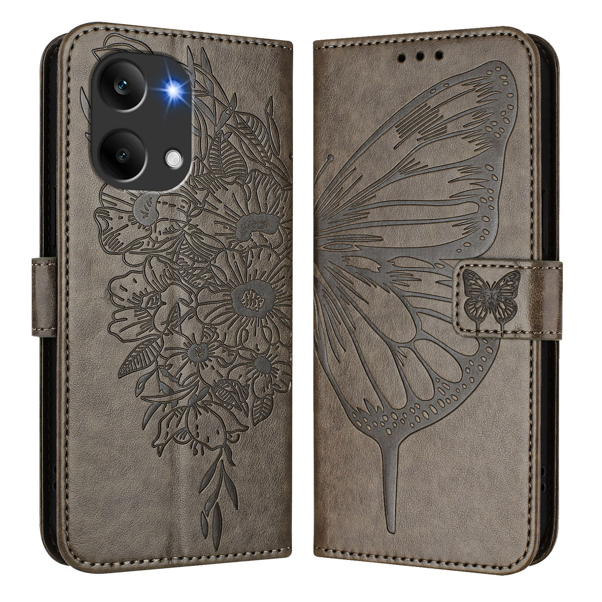 For Xiaomi Poco X8 Pro Max 5G / Xiaomi Redmi Turbo 5 Max 5G Wallet Case with Wrist Strap Butterfly Imprint Leather Phone Cover