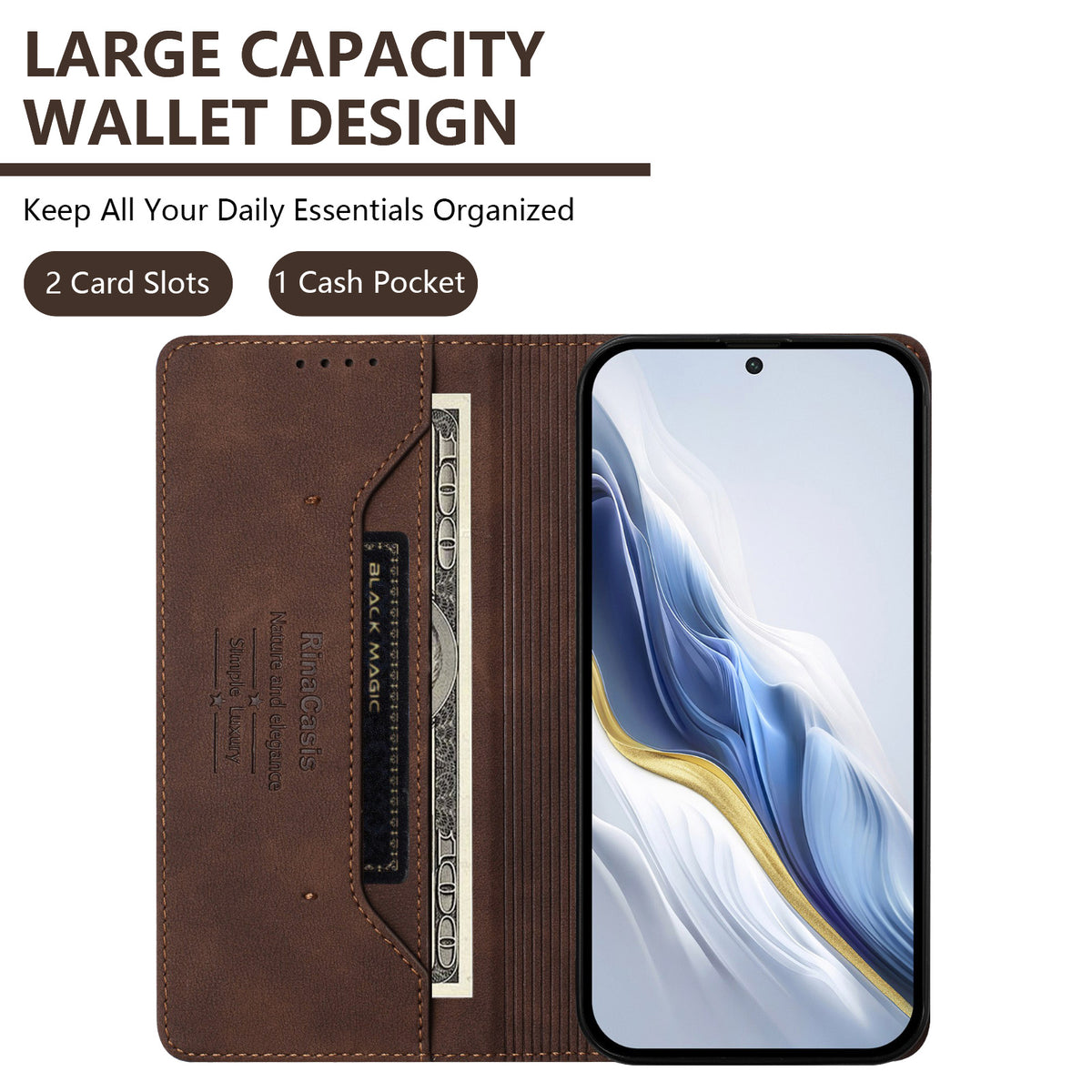For Xiaomi Poco X8 Pro Max 5G / Xiaomi Redmi Turbo 5 Max 5G Case RINACASIS RC23 RFID Blocking Wallet Stand PU Leather Phone Cover