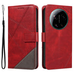 For Xiaomi 17 Ultra 5G Leather Case Geometric Line Design Wallet Phone Cover with Wrist Strap