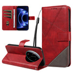 For Xiaomi 17 Ultra 5G Leather Case Geometric Line Design Wallet Phone Cover with Wrist Strap