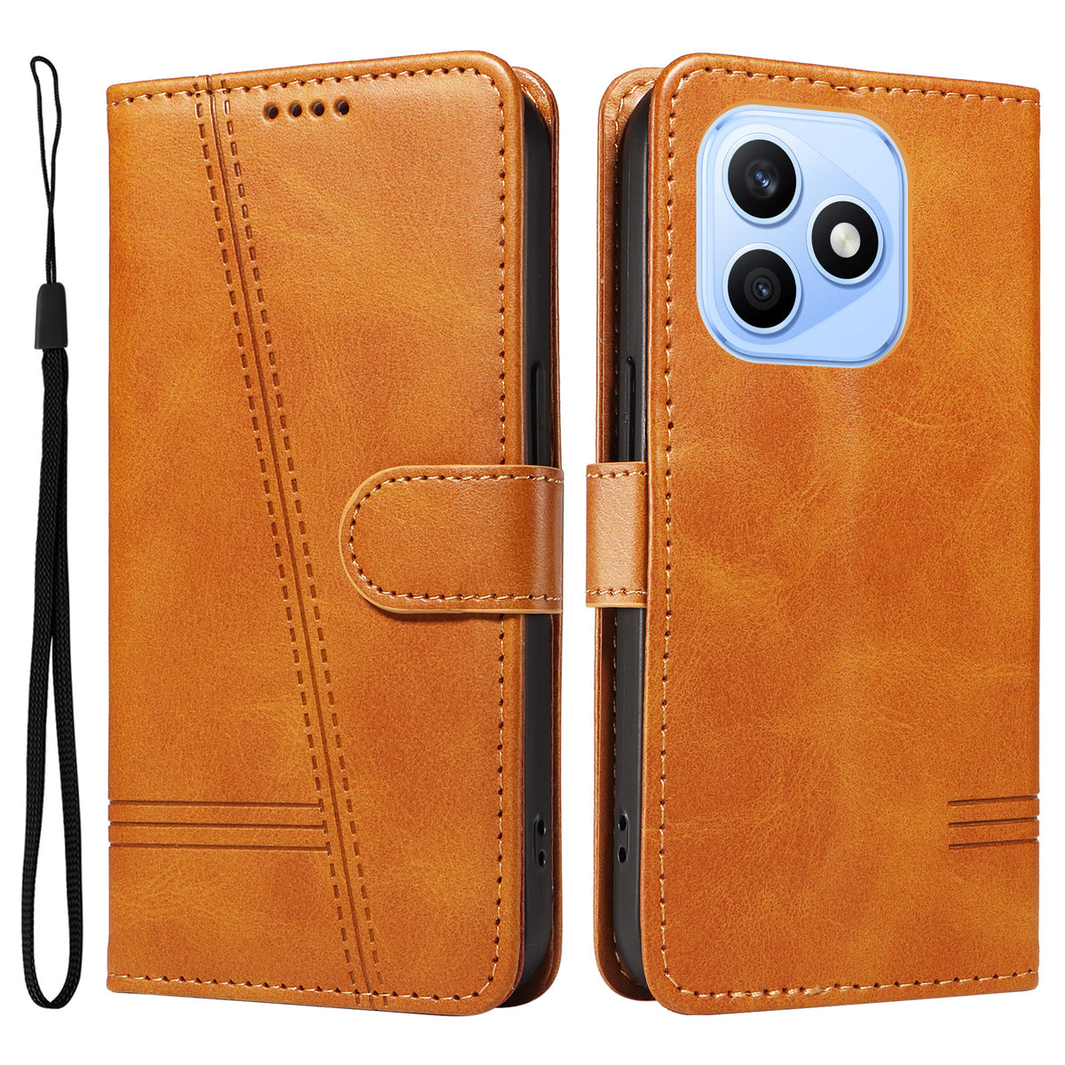 For Honor X8d 4G Wallet Case T-Shape Lines Leather Phone Cover Stand