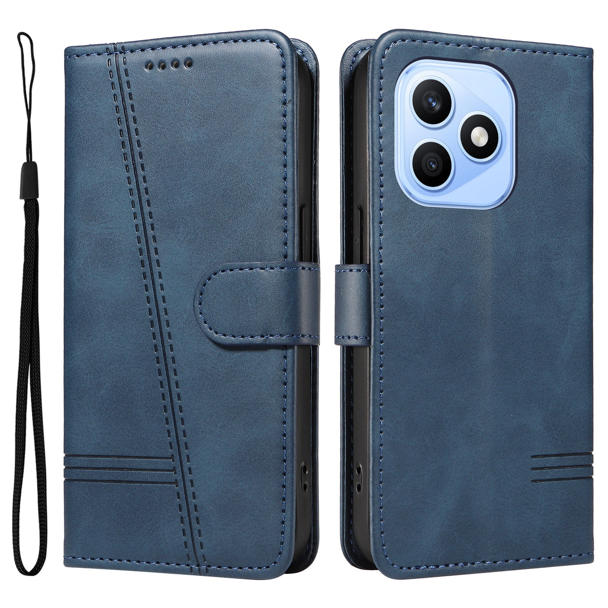 For Honor X8d 4G Wallet Case T-Shape Lines Leather Phone Cover Stand