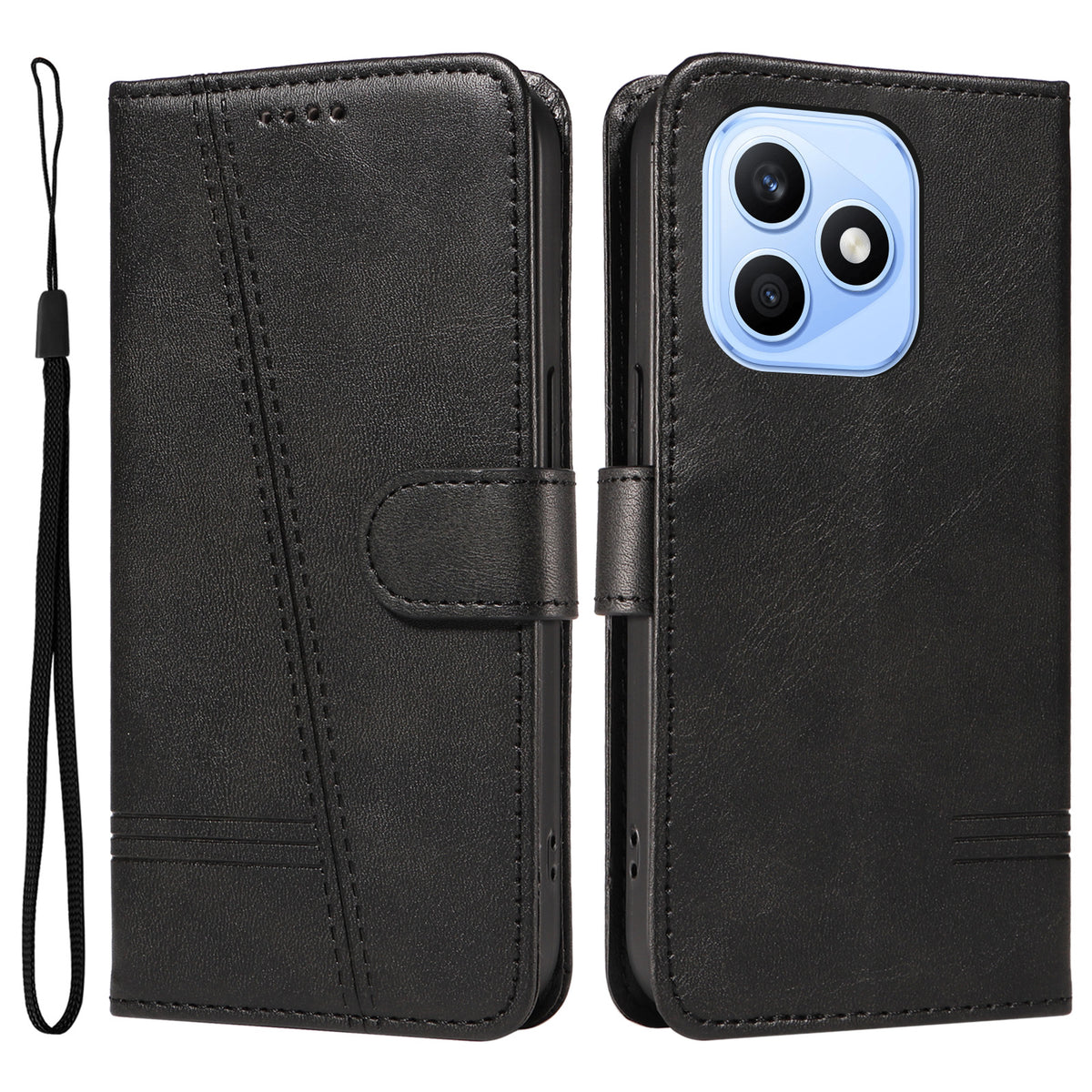 For Honor X8d 4G Wallet Case T-Shape Lines Leather Phone Cover Stand