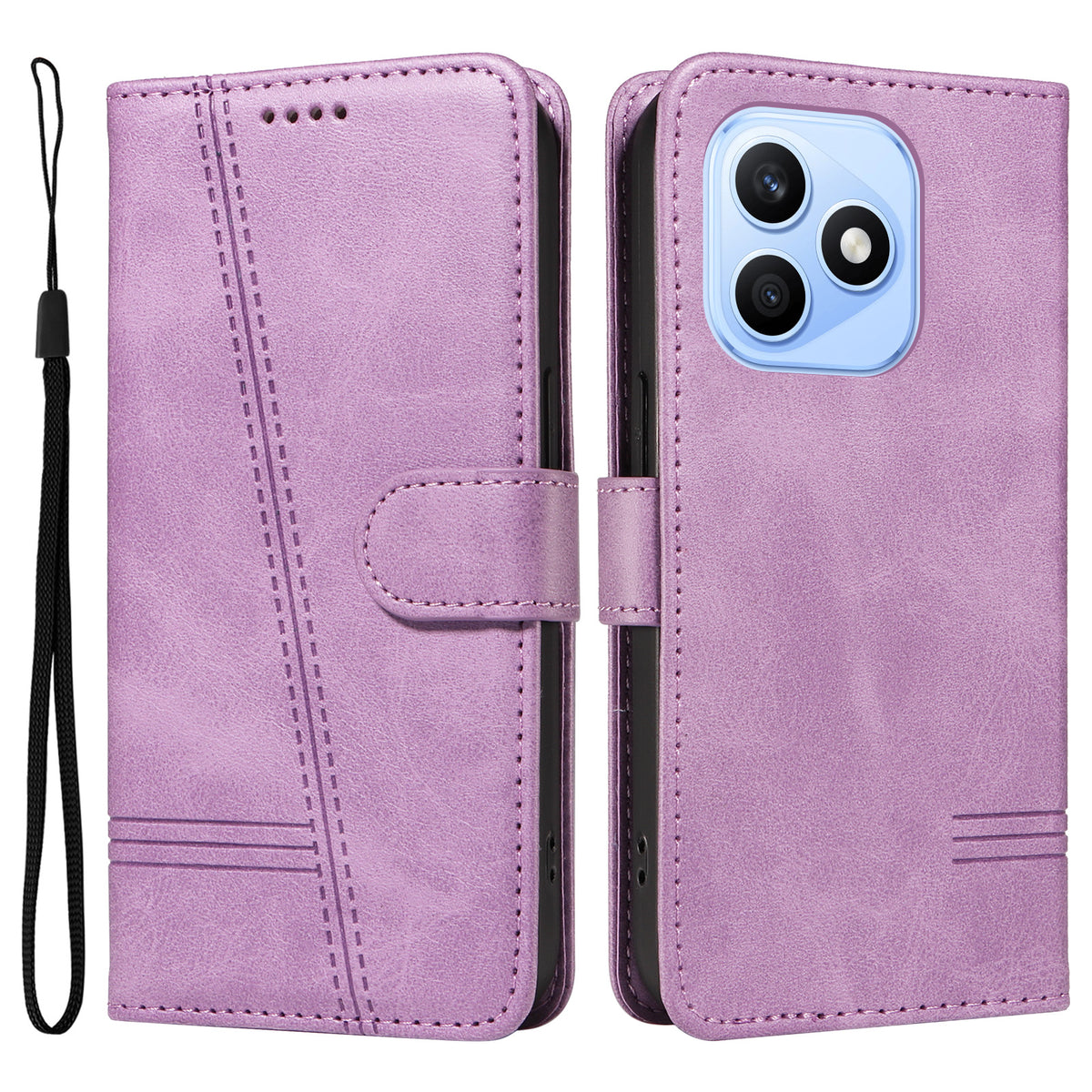 For Honor X8d 4G Wallet Case T-Shape Lines Leather Phone Cover Stand