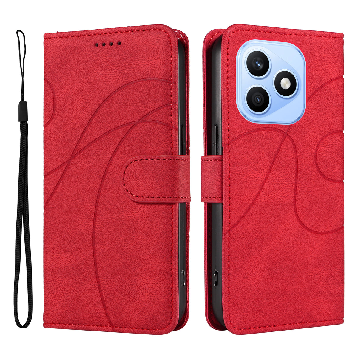 For Honor X8d 4G Wallet Case Leather Phone Cover Stand with Curved Line Design
