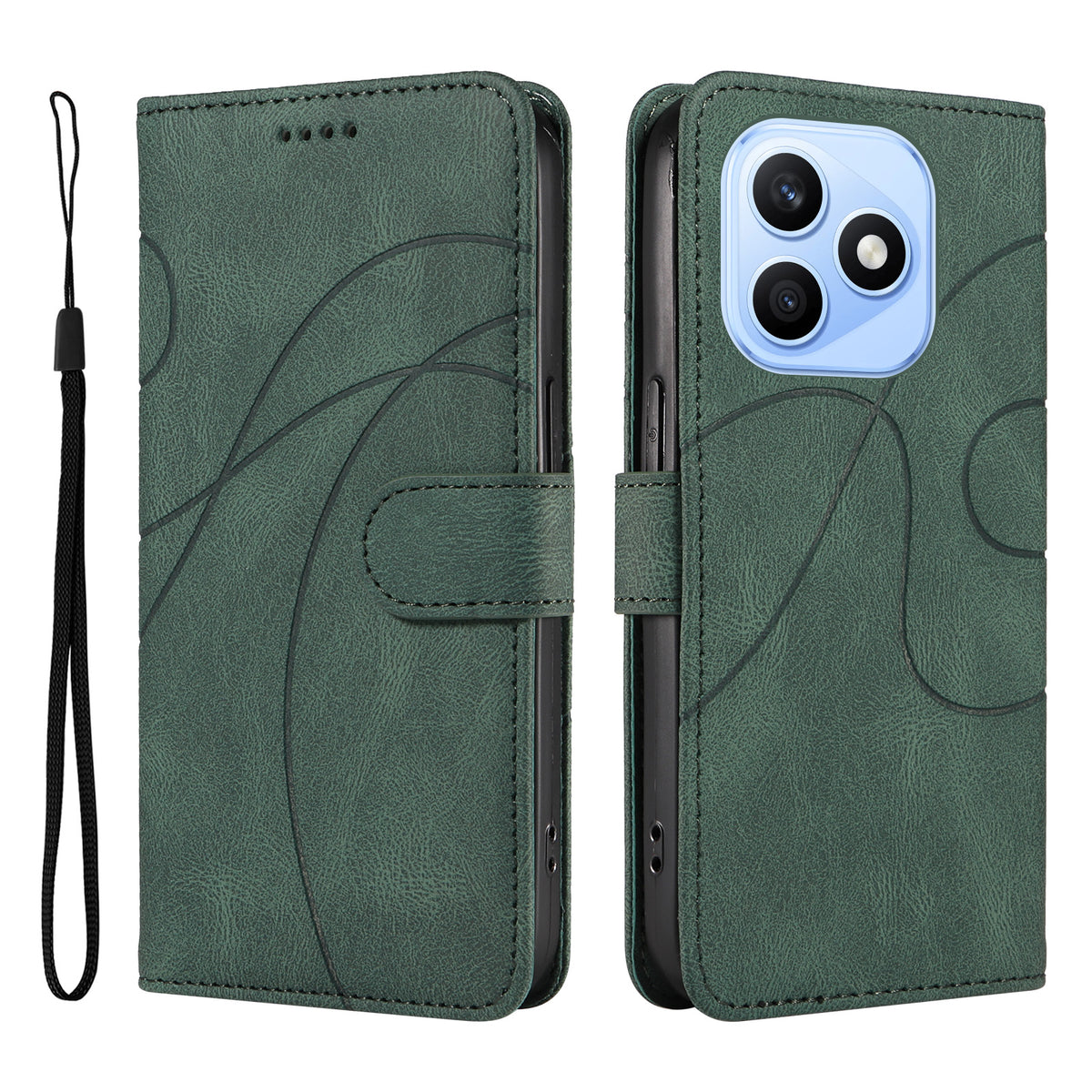For Honor X8d 4G Wallet Case Leather Phone Cover Stand with Curved Line Design