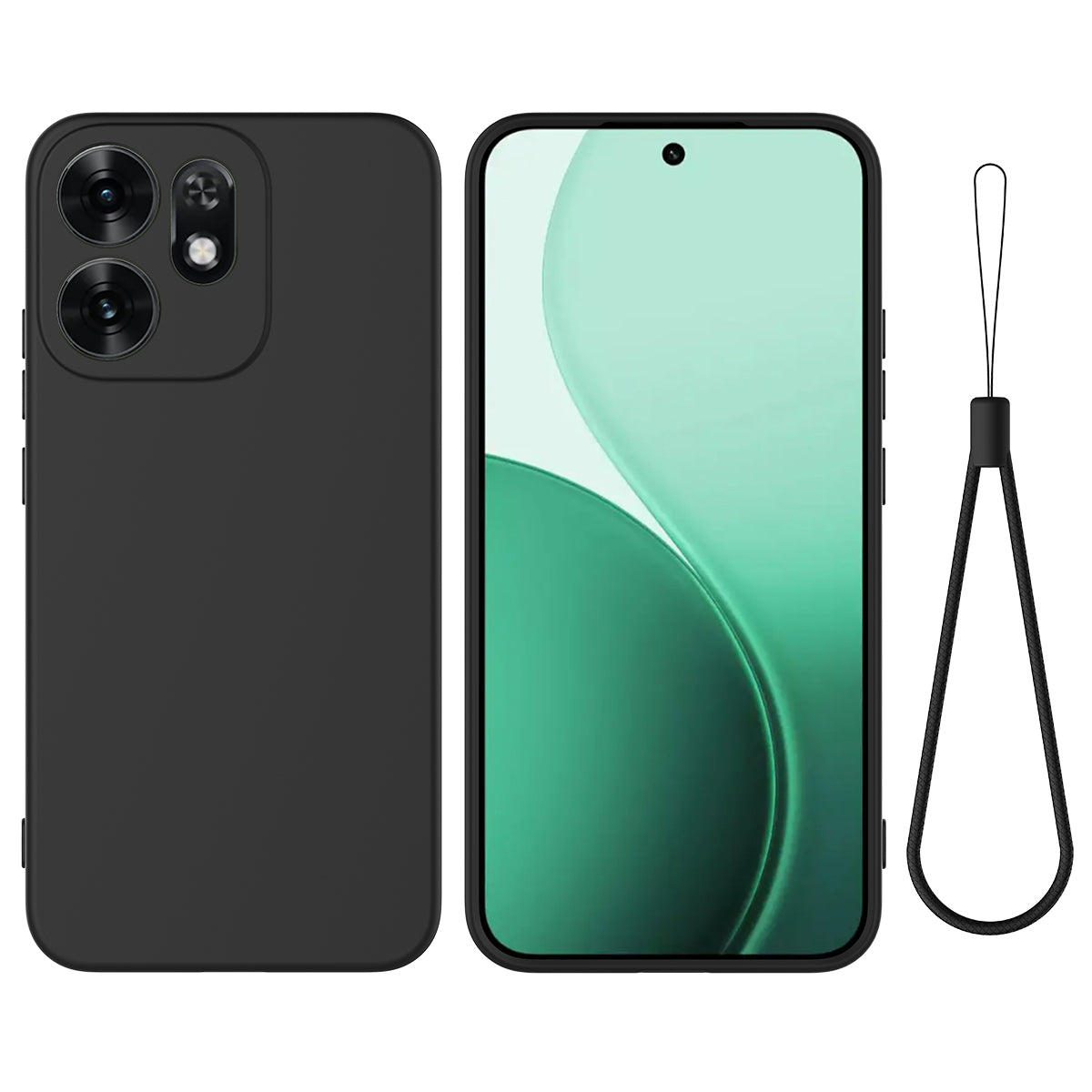 Til Honor 500 Smart / X6d 5G flydende silikone etui mobiltelefon bagcover med håndrem