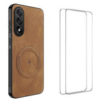 WANLONFENG För OnePlus Ace 5 Ultra 5G / OnePlus Nord 5 5G SD-serien Magnetiskt skal Nappatextur PC TPU mobilskal med 2 st. skärmfilm