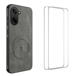 WANLONFENG För OnePlus Ace 5 Racing 5G / OnePlus Nord CE5 5G SD-serien Magnetiskt skal Nappatextur PC TPU mobilskal med 2 st. skärmfilm