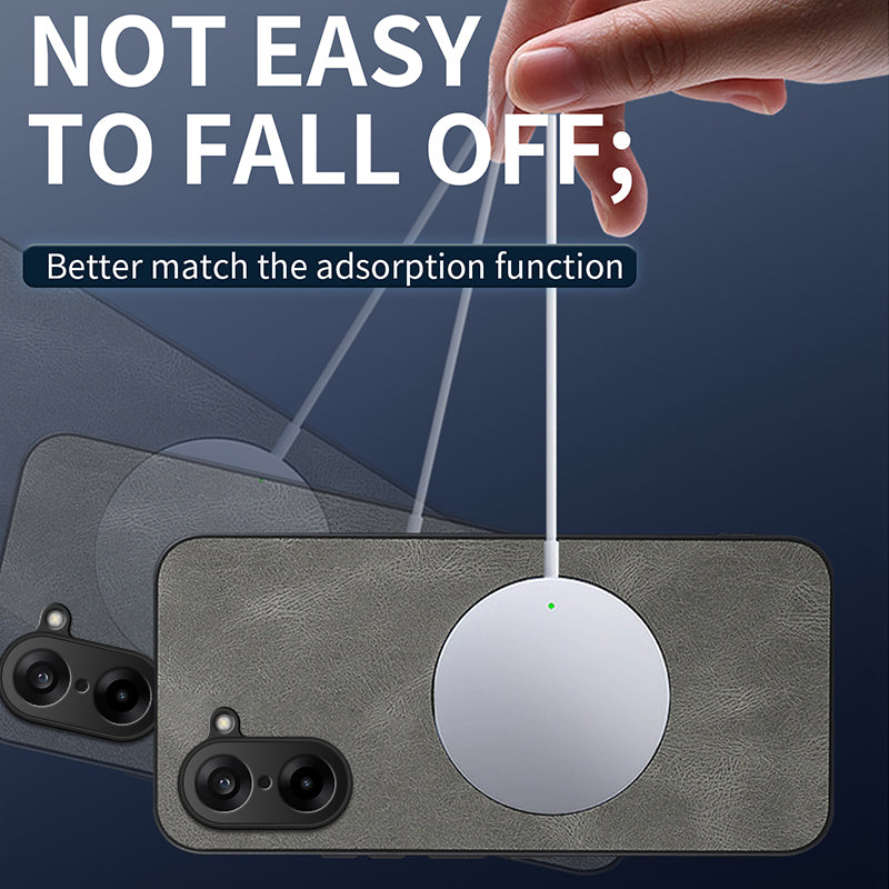 WANLONFENG För OnePlus Ace 5 Racing 5G / OnePlus Nord CE5 5G SD-serien Magnetiskt skal Nappatextur PC TPU mobilskal med 2 st. skärmfilm